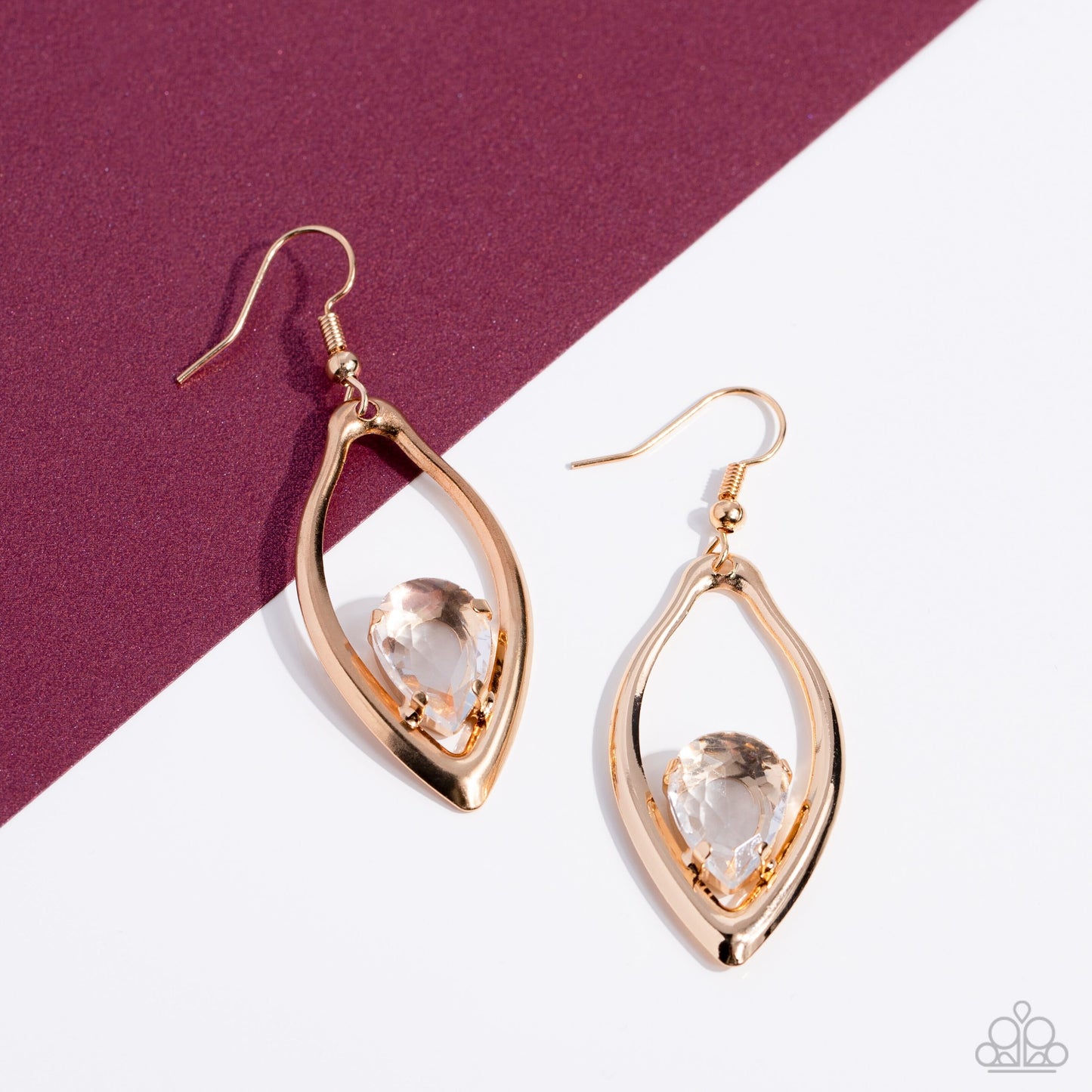 Paparazzi Accessories - Beautifully Bejeweled - Gold Earring