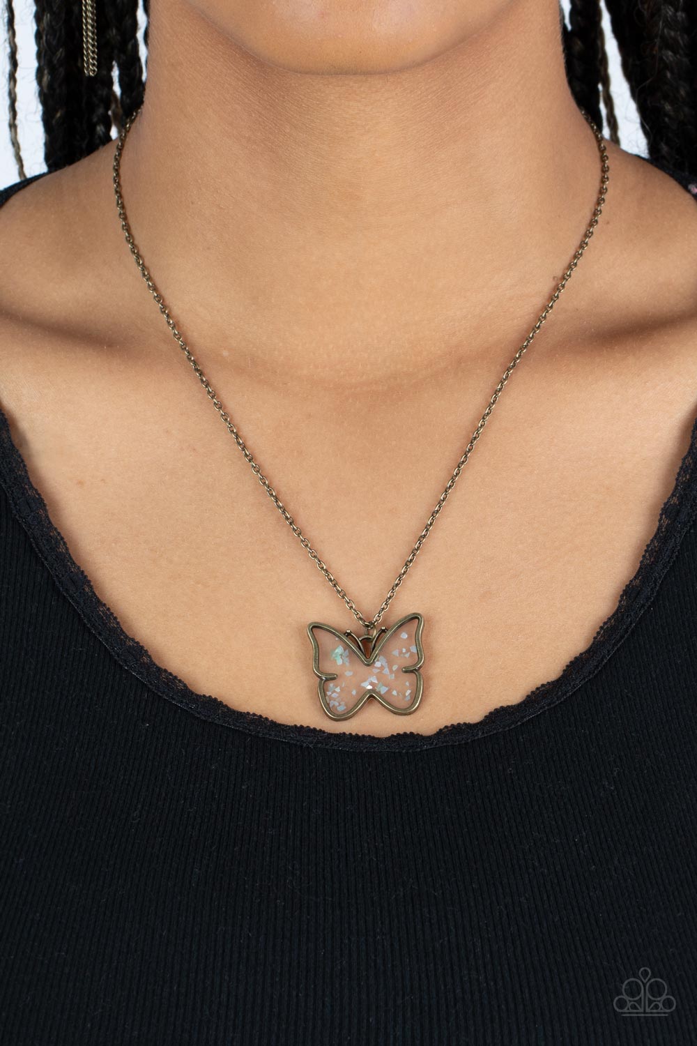 Paparazzi Accessories - Gives Me Butterflies - Brass Necklace