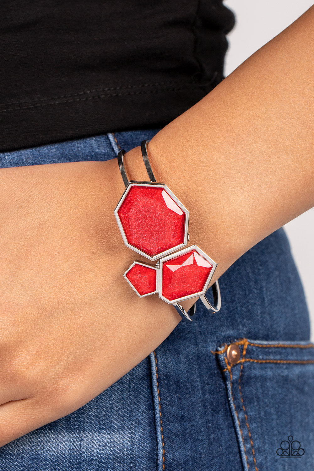 Paparazzi Accessories - Tourist TRAPEZOID - Red Bracelet