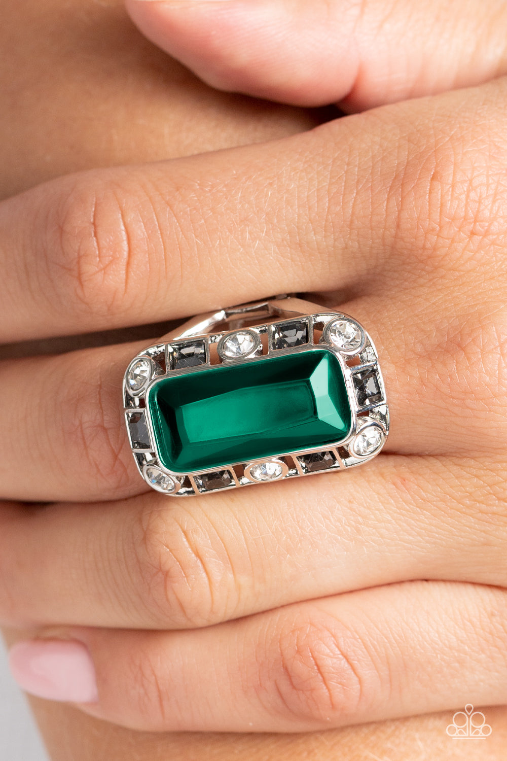 Paparazzi Accessories - Rhinestones - Green Ring