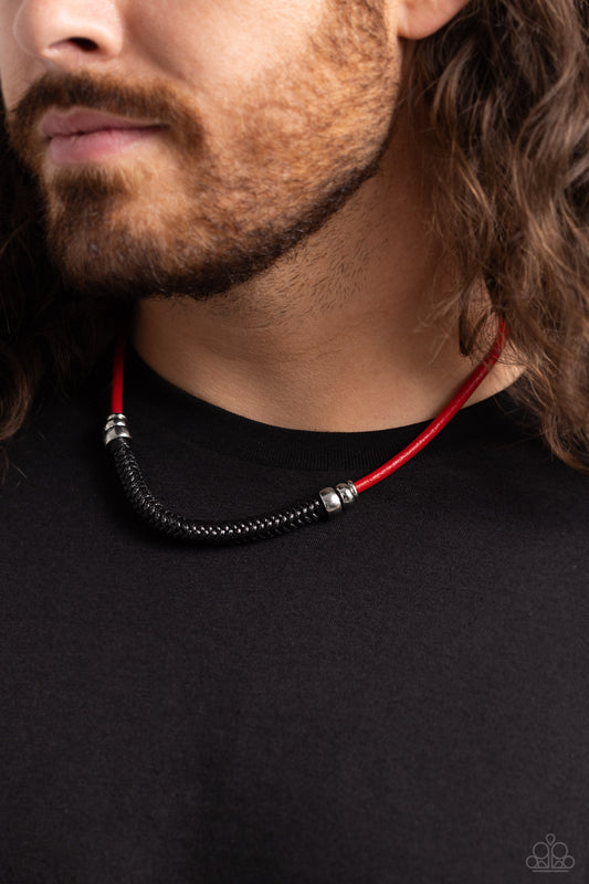 Paparazzi Accessories - Corded Chivalry - Red Necklace