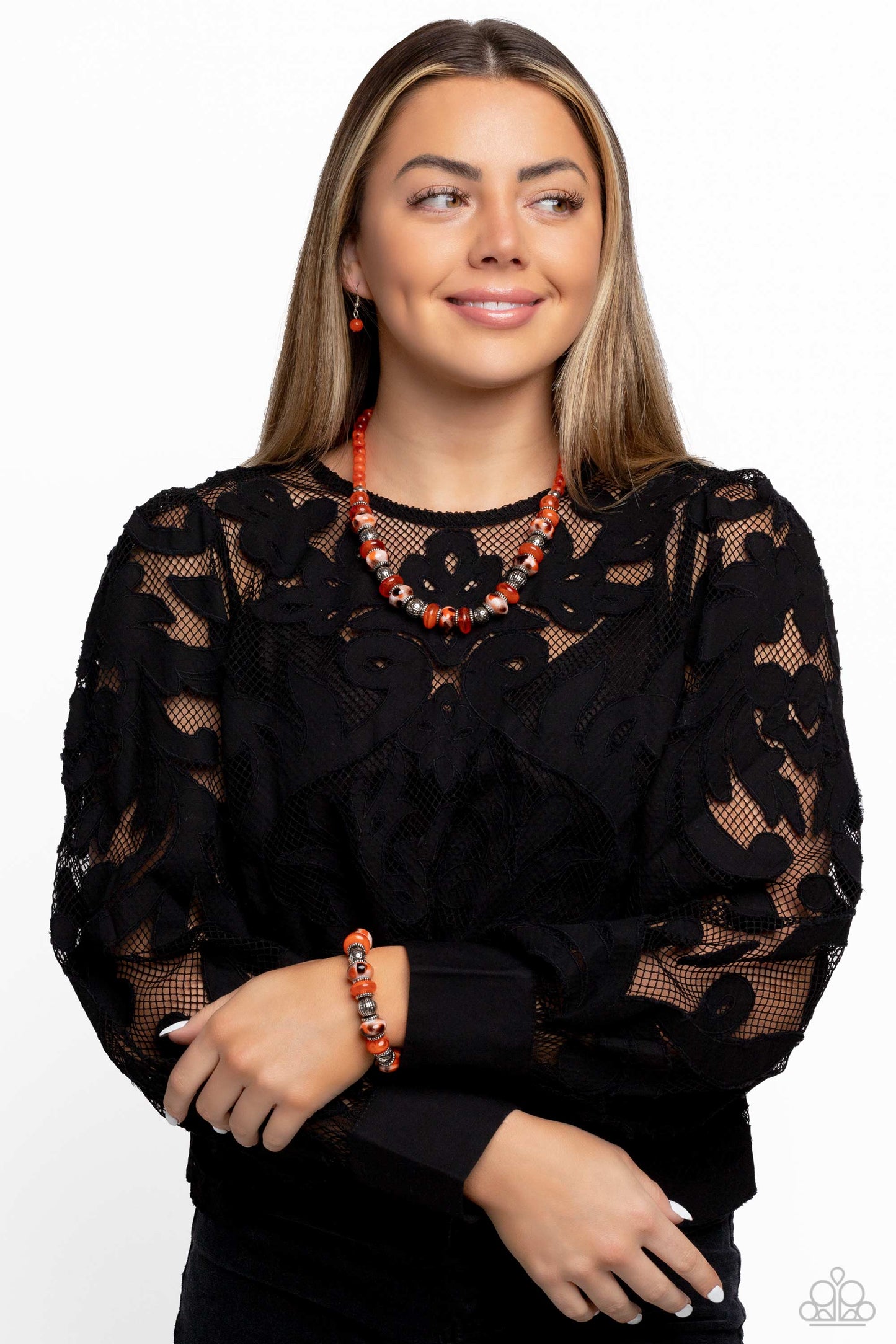 Paparazzi Accessories -Warped Whimsicality - Orange Necklace