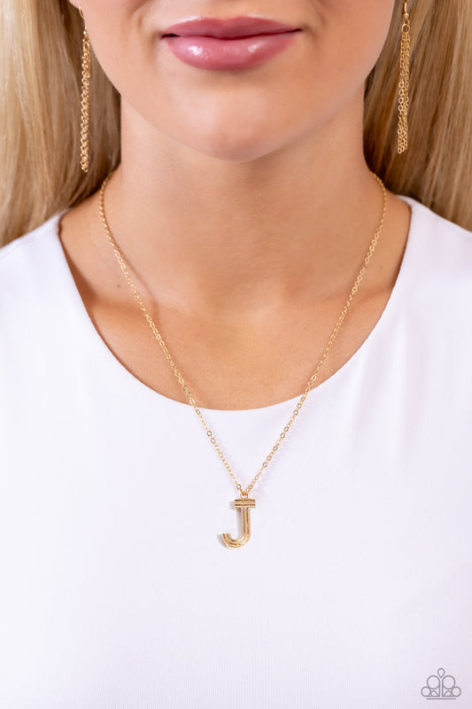 Paparazzi Accessories - Leave Your Initials - Gold - J Necklace