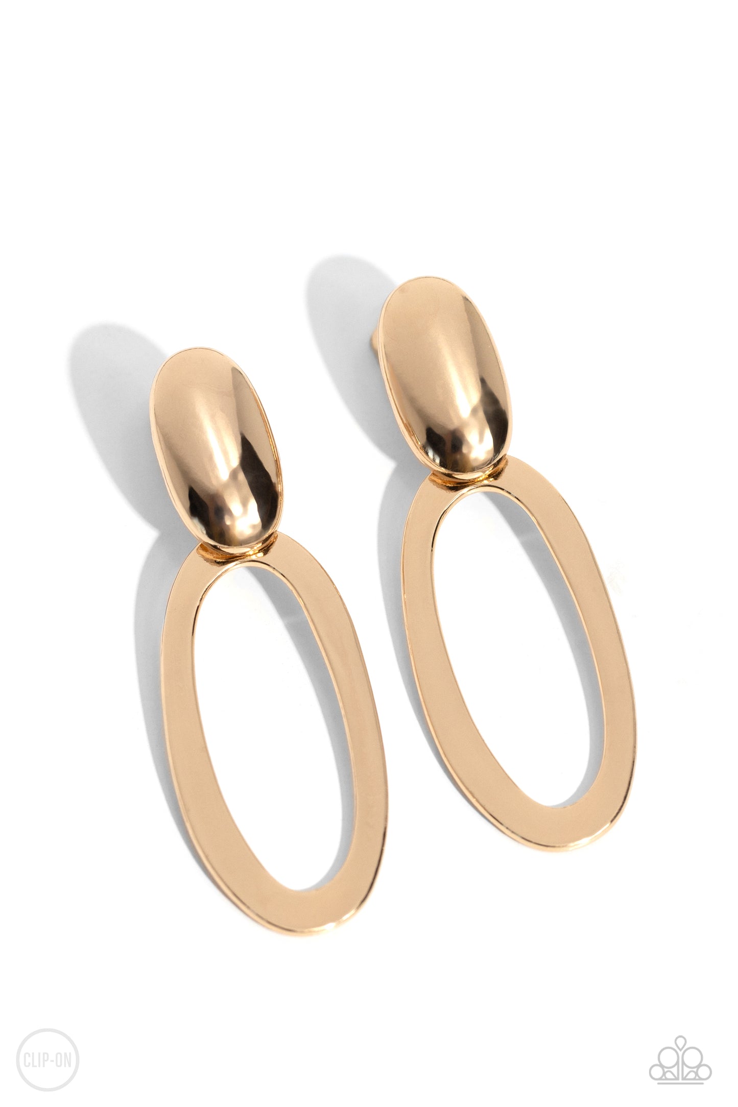 Paparazzi Accessories - Pull OVAL! - Gold Earring