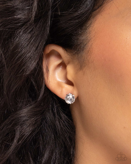 Paparazzi Accessories - Breathtaking Birthstone - White Earring