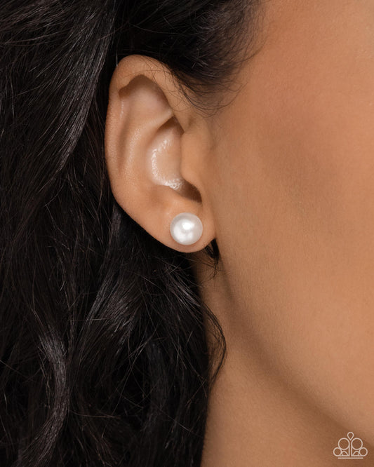 Paparazzi Accessories - Breathtaking Birthstone - White Earring