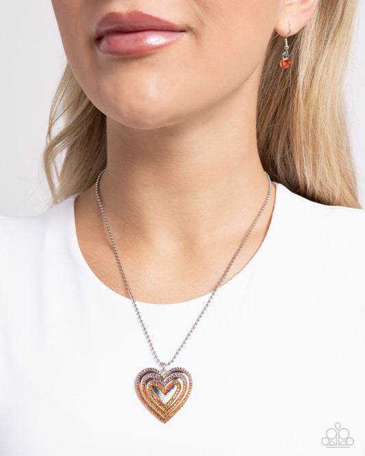 Paparazzi Accessories - Hallucinatory Hearts - Orange Necklace