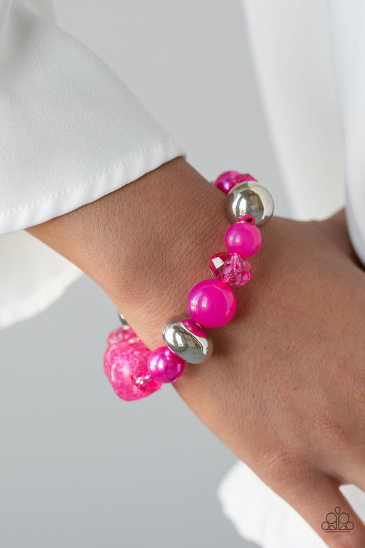 Paparazzi Accessories - Ice Ice-Breaker - Pink Bracelet