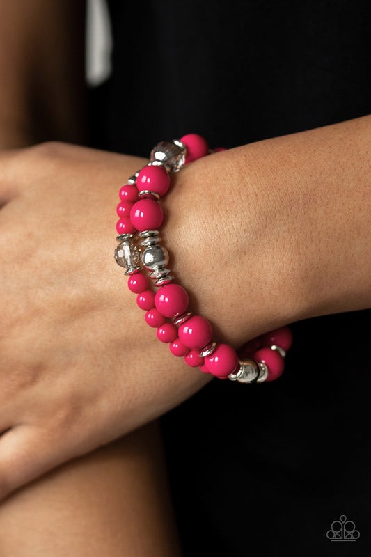 Paparazzi Acessories - Colorful Collisions - Pink Bracelet