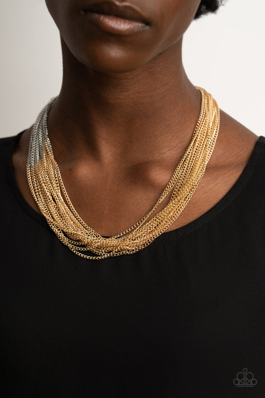 Paparazzi Accessories - Metallic Merger - Gold Necklace