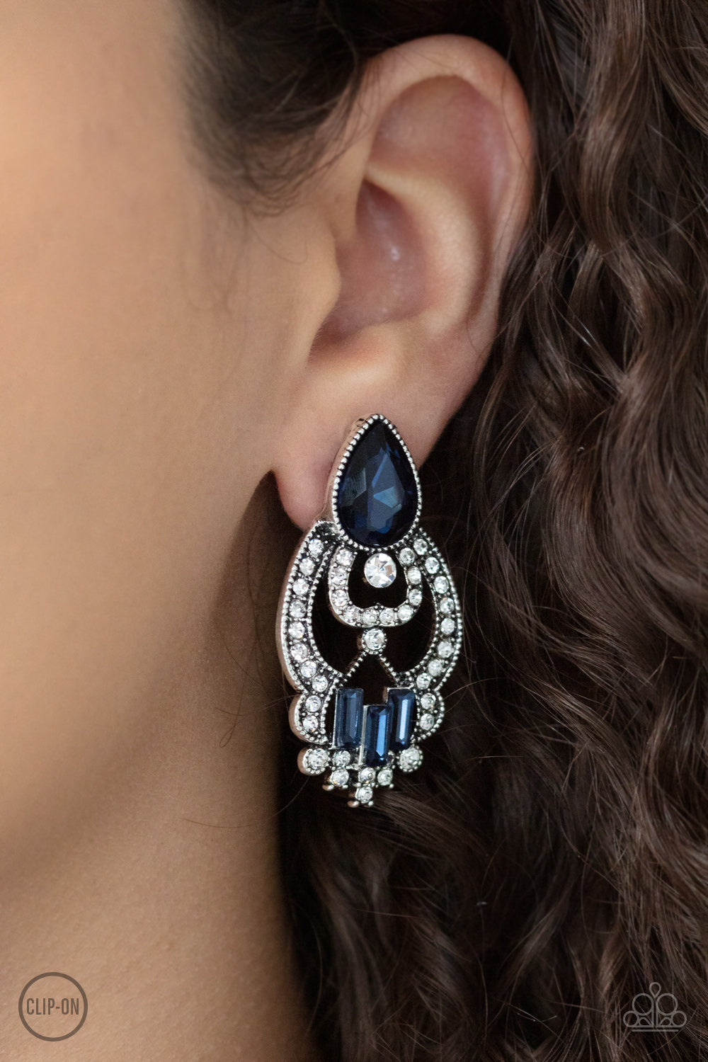 Paparazzi Accessories - Glamour Gauntlet - Blue Earring