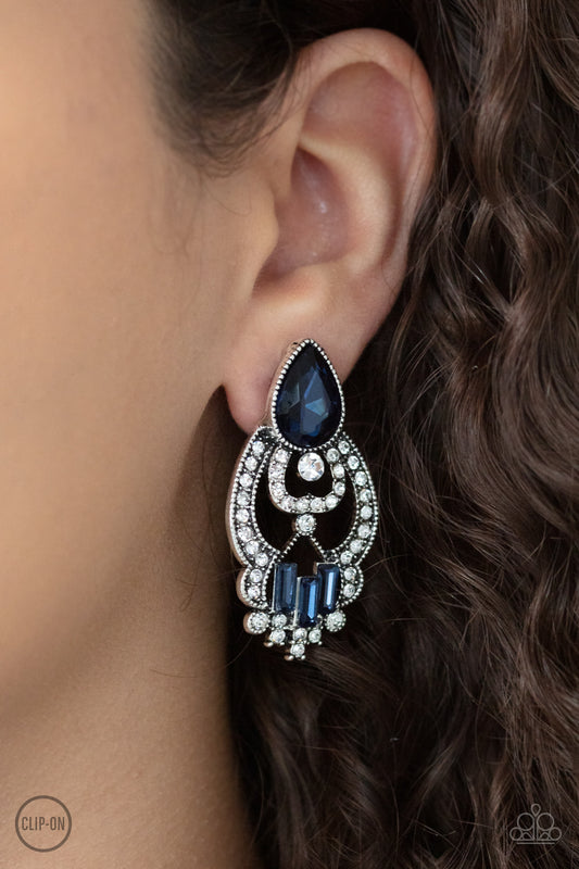 Paparazzi Accessories - Glamour Gauntlet - Blue Earring