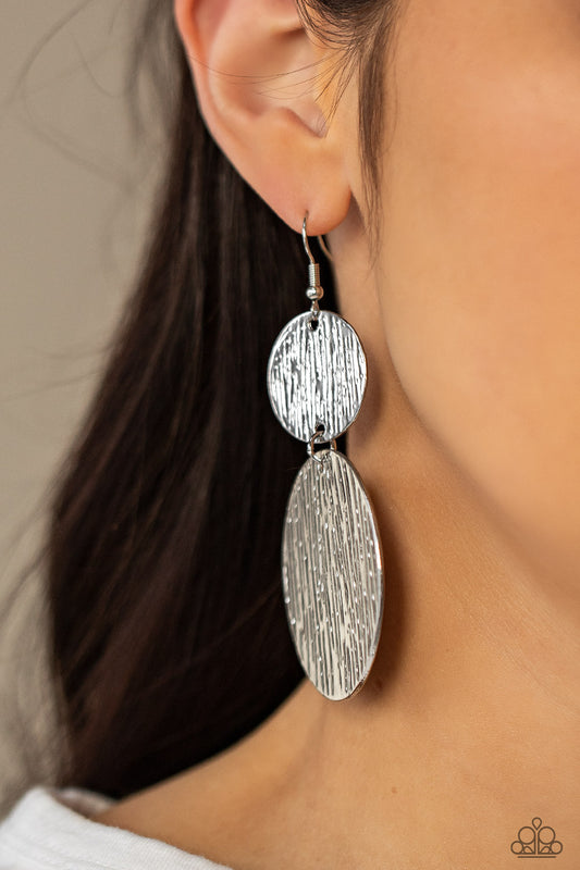 Paparazzi Accessories - Status CYMBAL - Silver Earring