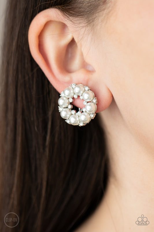 Paparazzi Accessories - Roundabout Ritz - White Earring