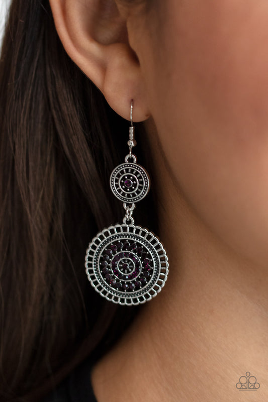 Paparazzi Accessories - Bohemian Bedazzle - Purple Earrings