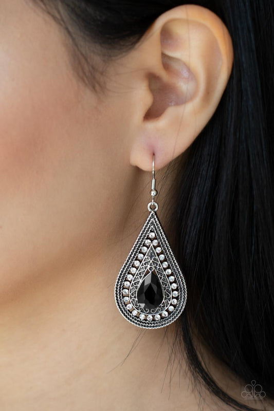 Paparazzi Accessories - Metro Masquerade - Black Earring