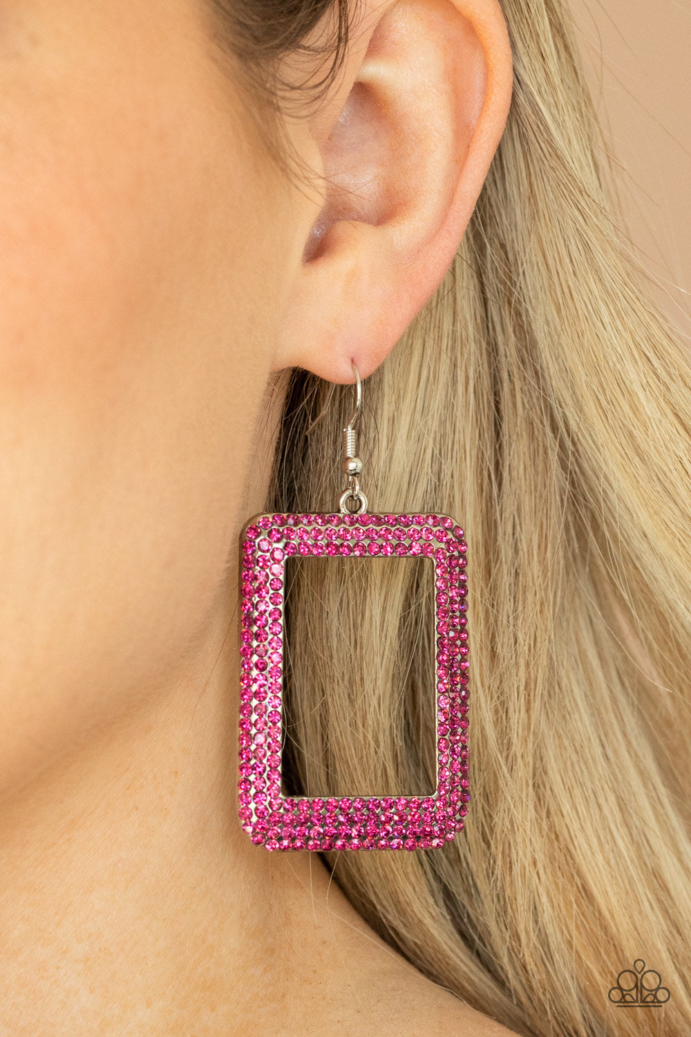 Paparazzi Accessories - World FRAME-ous - Pink Earring