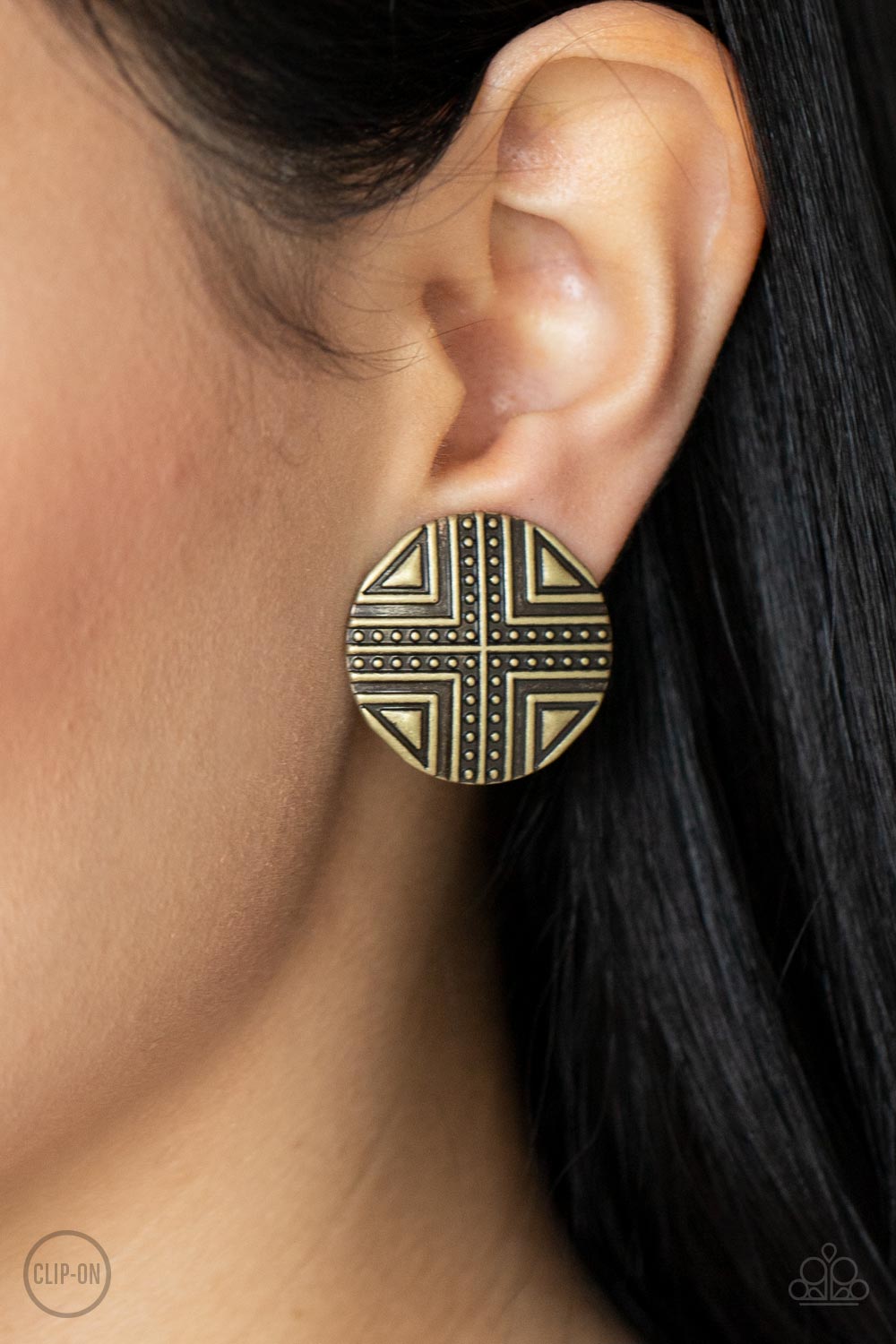 Paparazzi Accessories - Shielded Shimmer - Brass Earring