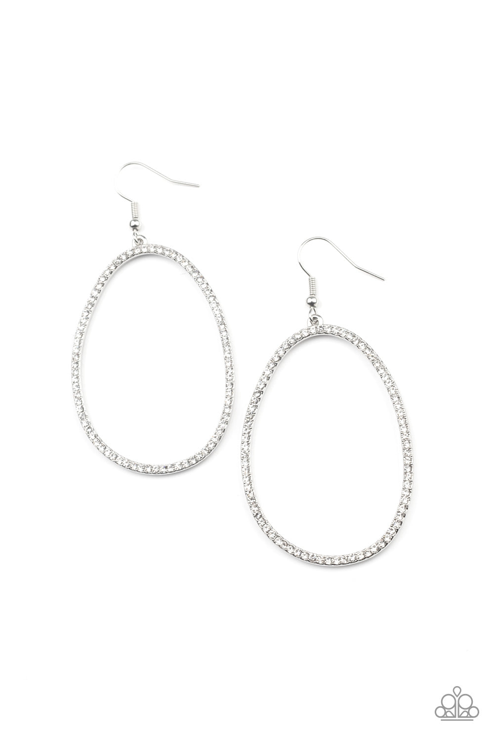 Paparazzi Accessories - OVAL-ruled! - White Earring