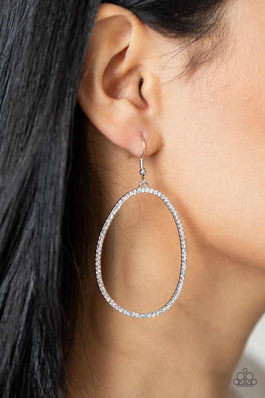 Paparazzi Accessories - OVAL-ruled! - White Earring