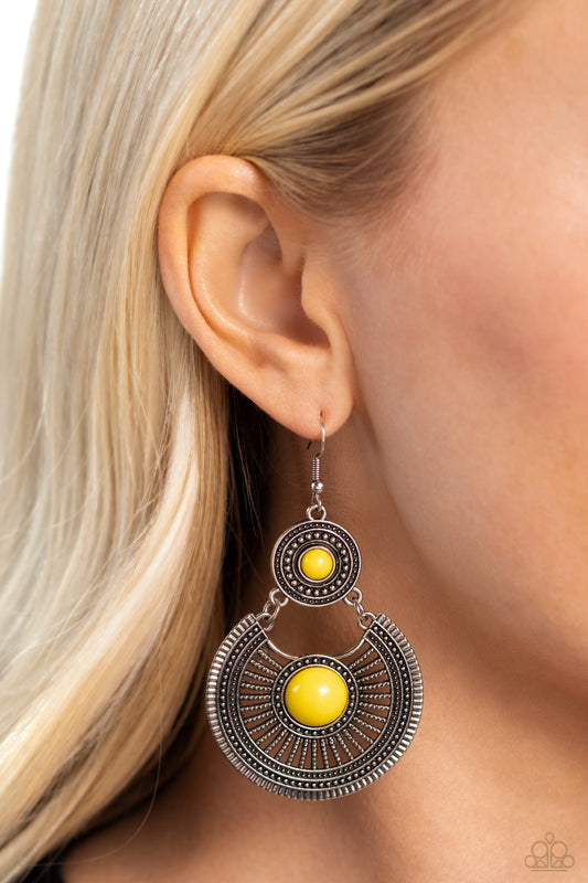 Paparazzi Accessories - A Wild Bunch - Yellow Earring