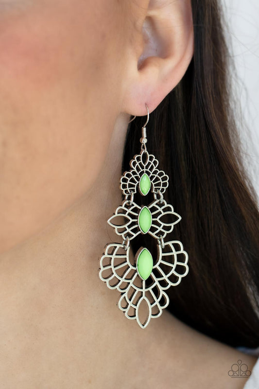 Paparazzi Accessories - Flamboyant Frills - Green Earring