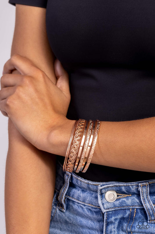 Paparazzi Accessories - Stockpiled Shimmer - Rose Gold Bracelet