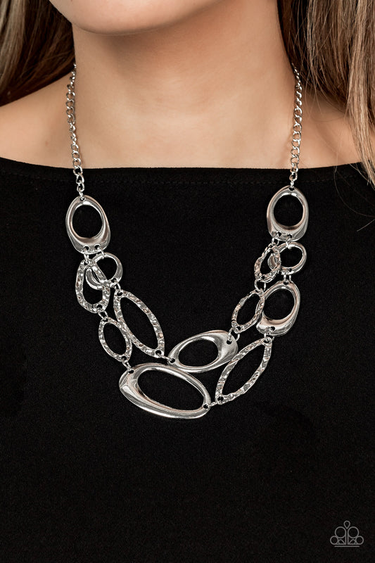 Paparazzi Accessories - Game OVAL - Silver Necklace