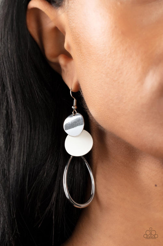 Paparazzi Accessories - Retro Reception - White Earring