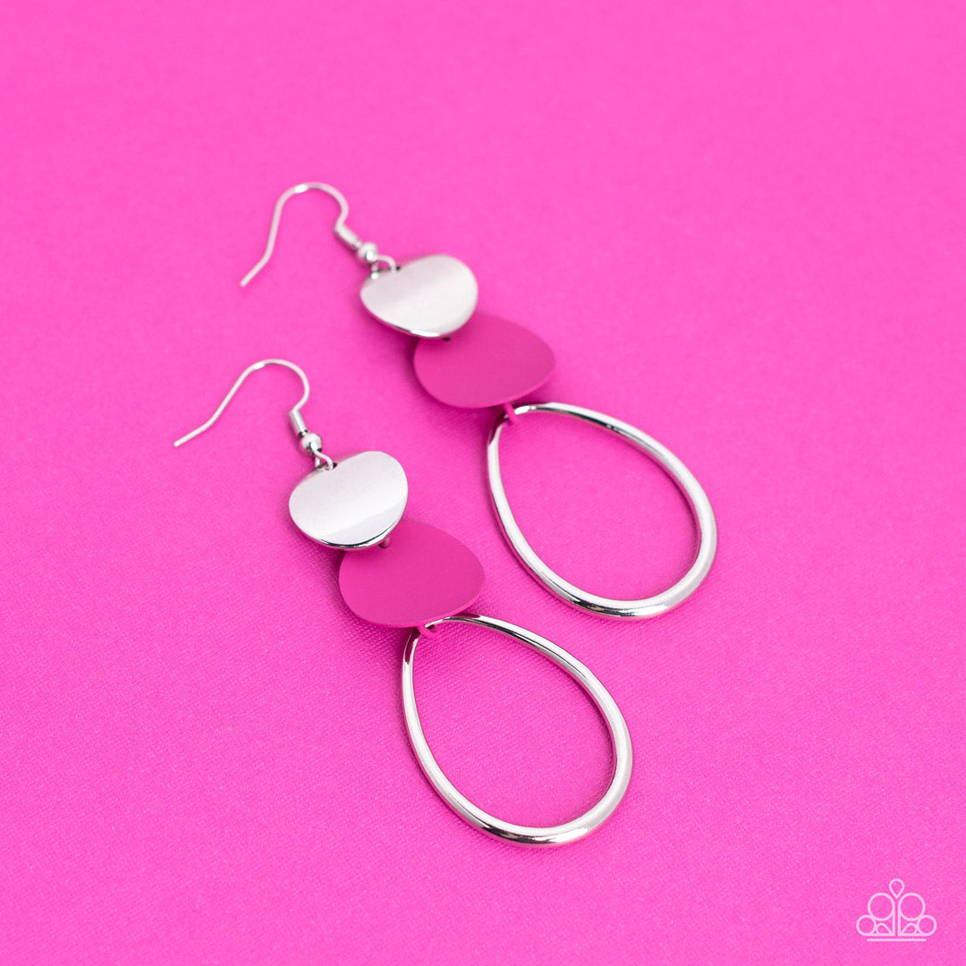 Paparazzi Accessories - Retro Reception - Pink Earring