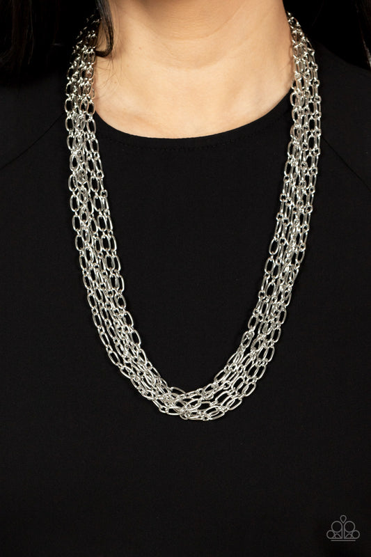 Paparazzi Accessories - Dynamite Dynamo - Silver Necklace