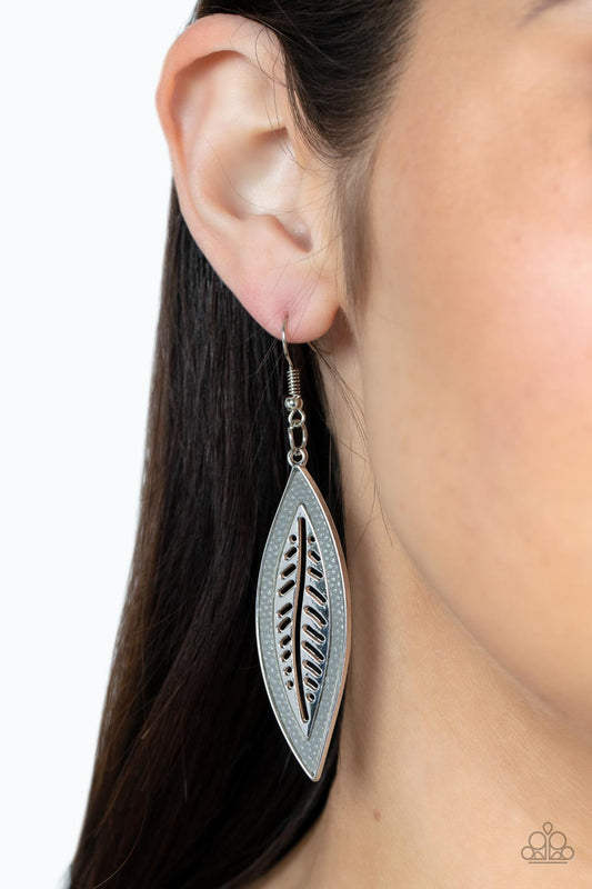 Paparazzi Accessories - Leather Lagoon - Silver Earring