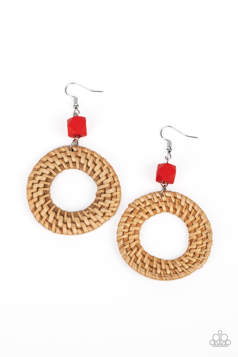 Paparazzi Accessories - Wildly Wicker - Red Earring