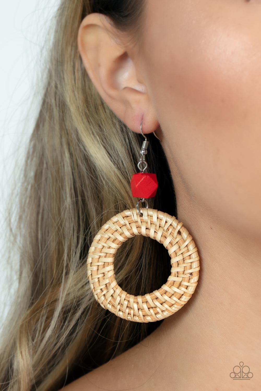 Paparazzi Accessories - Wildly Wicker - Red Earring