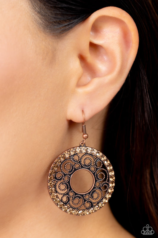 Paparazzi Accessories - Whirly Whirlpool - Copper Earring