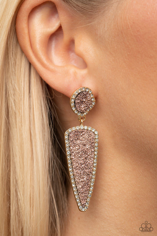 Paparazzi Accessories - Druzy Desire - Gold Earring