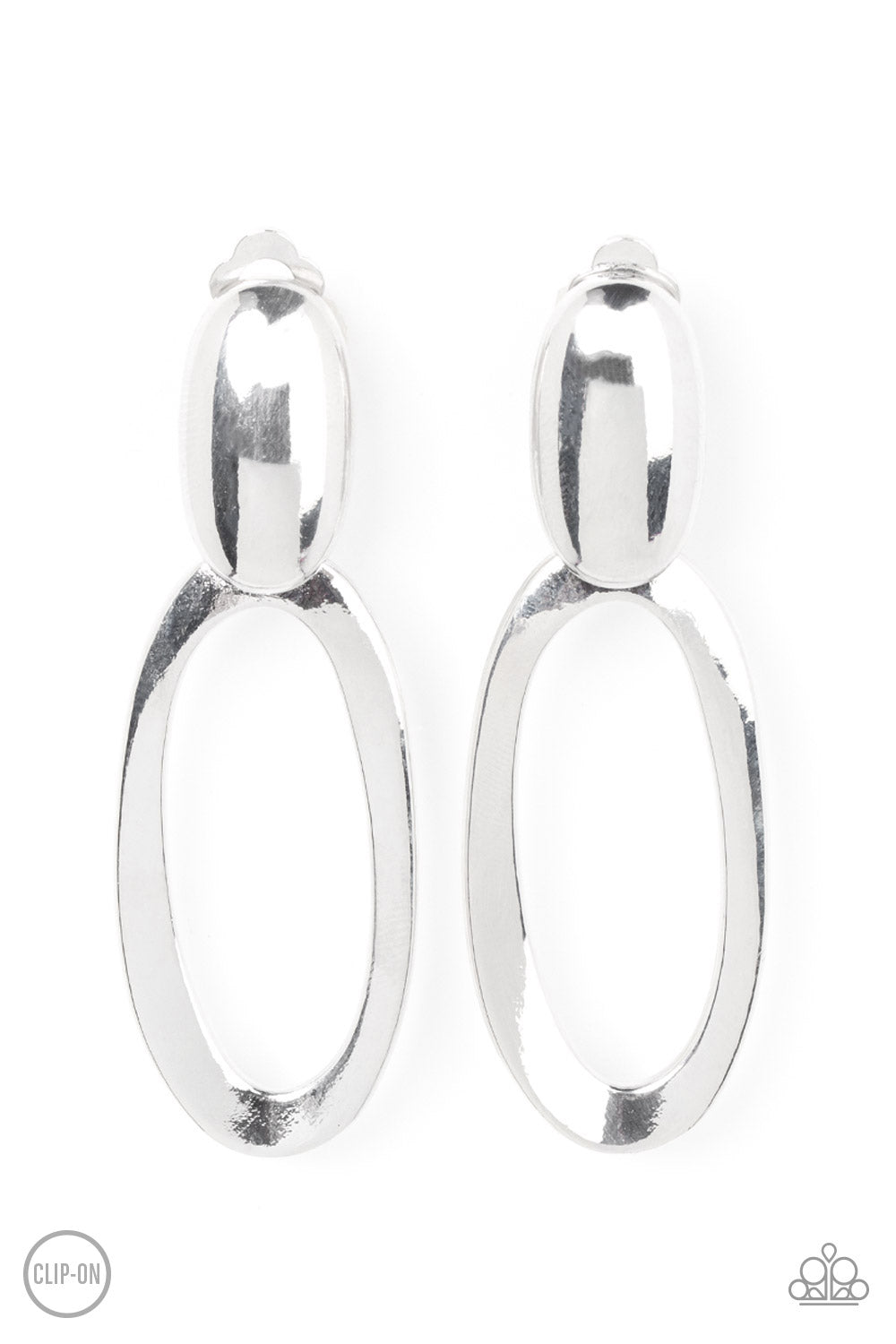 Paparazzi Accessories - Pull OVAL! - Silver Earring