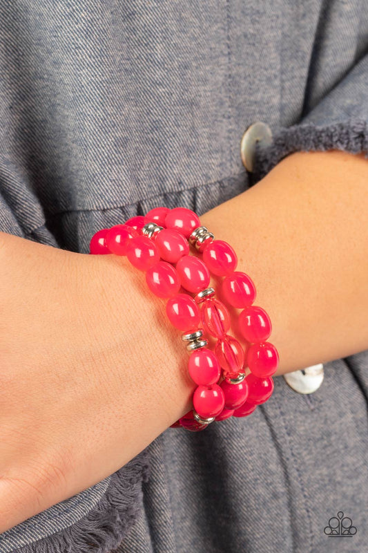 Paparazzi Accessories - Coastal Coastin - Pink Bracelet