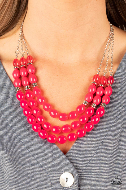 Paparazzi Accessories - Coastal Cruise - Pink Necklace