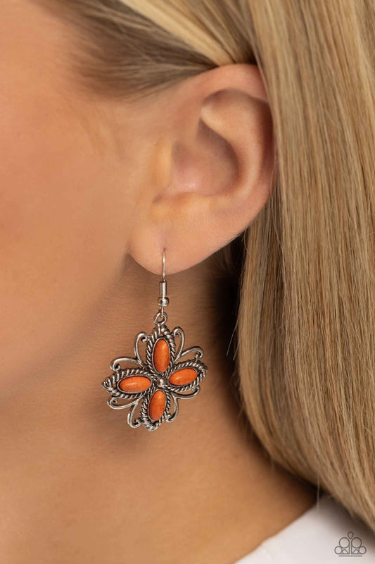 Paparazzi Accessories - Badlands Ballad - Orange Earrings