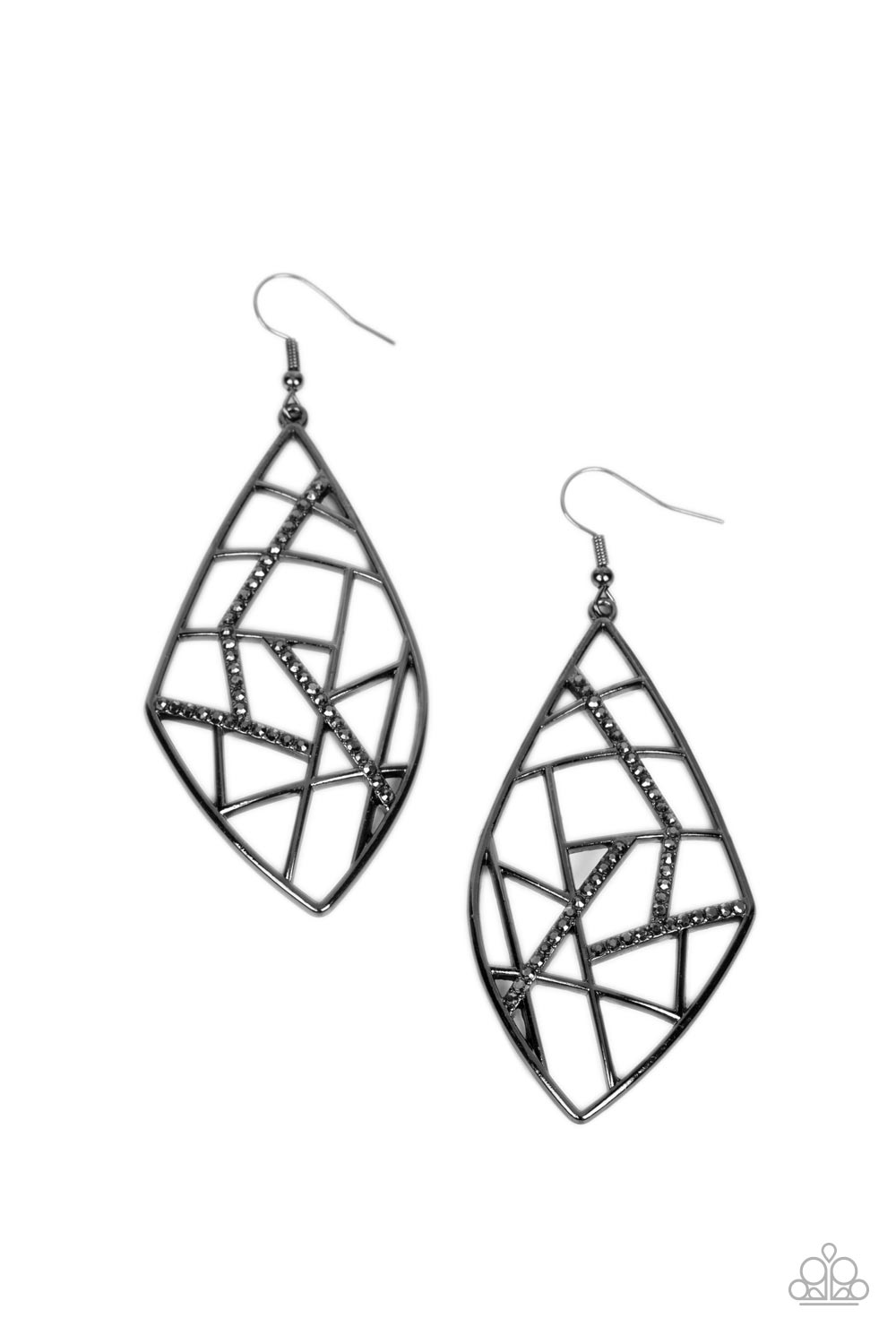 Paparazzi Accessories - Geo Grid - Black Earring