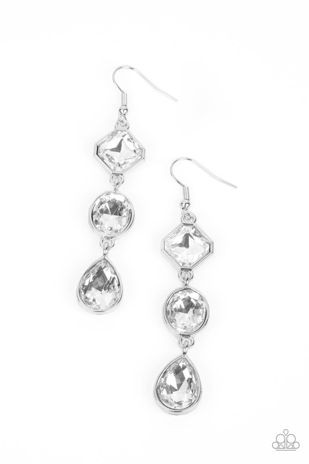 Paparazzo Accessories - Reflective Rhinestones - White Earring