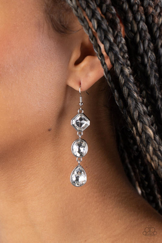 Paparazzo Accessories - Reflective Rhinestones - White Earring