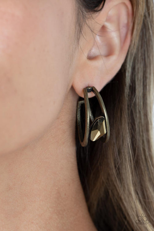 Paparazzi Accessories - Unrefined Reverie - Brass Earring