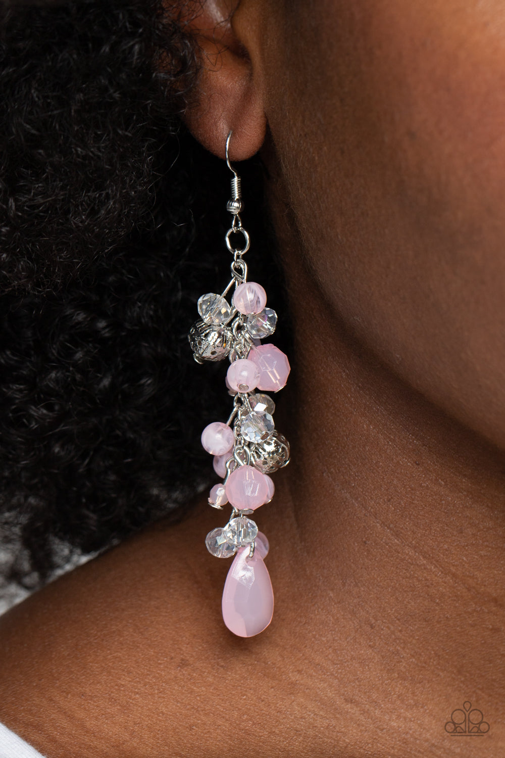 Paparazzi Accessories - Cheeky Cascade - Pink Earrings