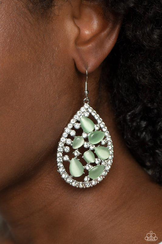Paparazzi Accessories - Cats Eye Class - Green Earring