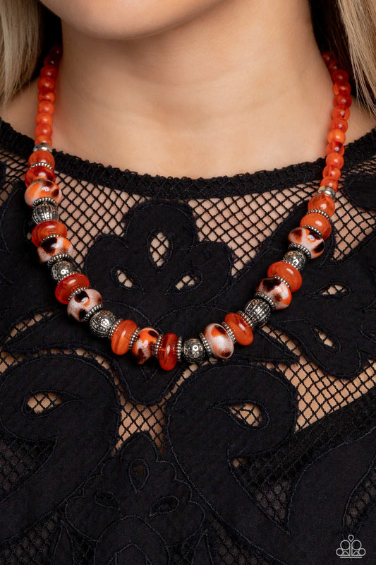 Paparazzi Accessories -Warped Whimsicality - Orange Necklace