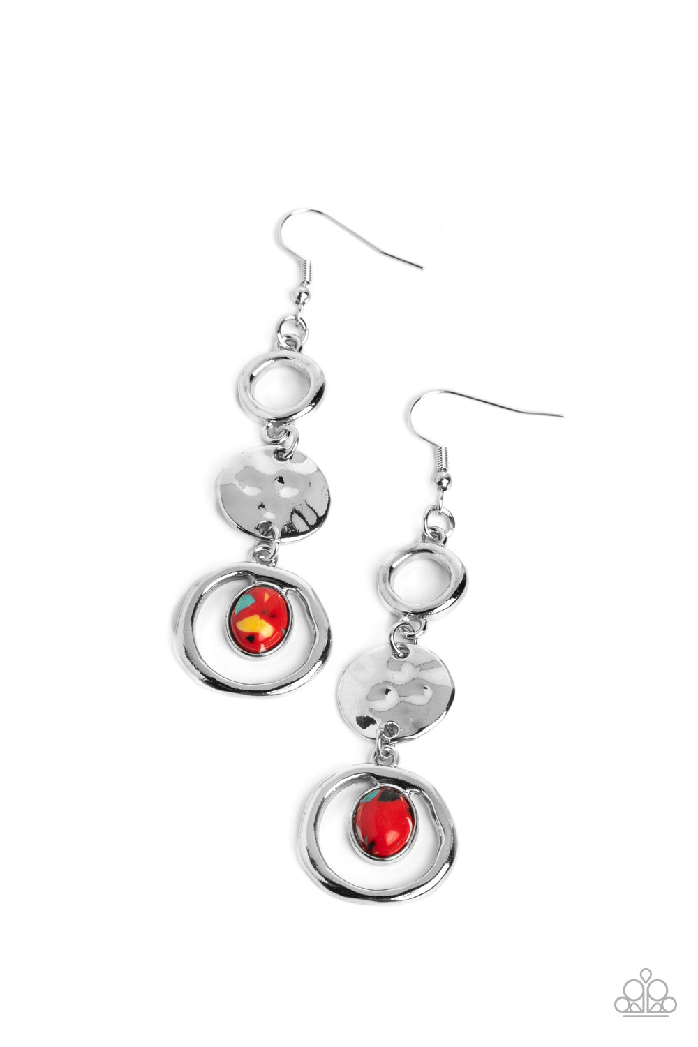 Paparazzi Accessories - Marble Montage - Red Earring