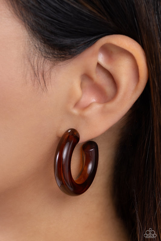 Paparazzi Accessories - Glassy GAZE - Brown Earring