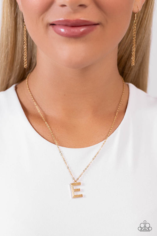 Paparazzi Accessories - Leave Your Initials - Gold - E Necklace